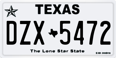 TX license plate DZX5472