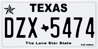 TX license plate DZX5474