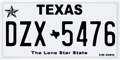 TX license plate DZX5476