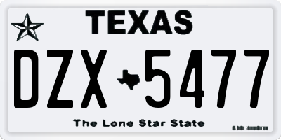 TX license plate DZX5477
