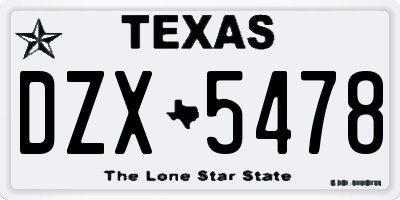 TX license plate DZX5478