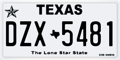 TX license plate DZX5481