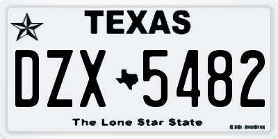 TX license plate DZX5482