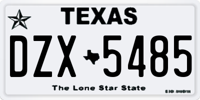 TX license plate DZX5485
