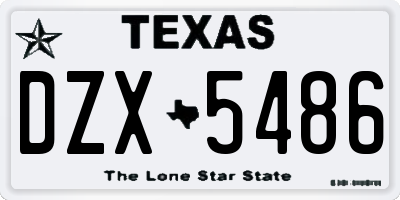 TX license plate DZX5486
