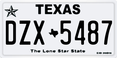 TX license plate DZX5487