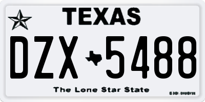 TX license plate DZX5488
