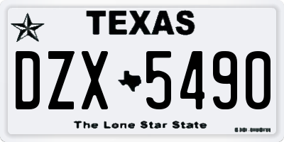 TX license plate DZX5490