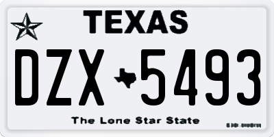 TX license plate DZX5493