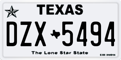 TX license plate DZX5494