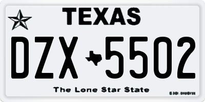 TX license plate DZX5502