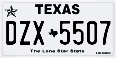 TX license plate DZX5507