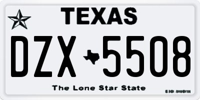TX license plate DZX5508