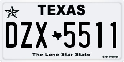 TX license plate DZX5511