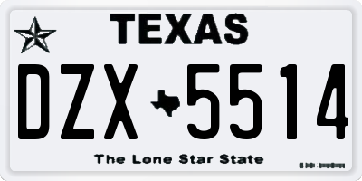 TX license plate DZX5514