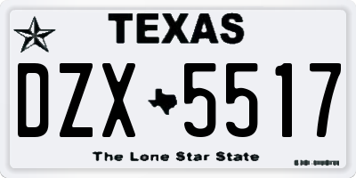 TX license plate DZX5517