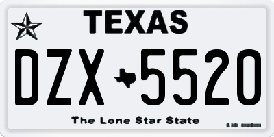 TX license plate DZX5520