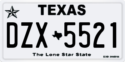 TX license plate DZX5521
