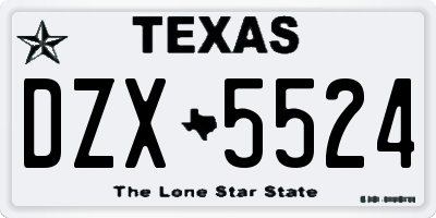 TX license plate DZX5524