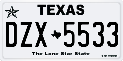 TX license plate DZX5533