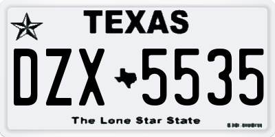 TX license plate DZX5535