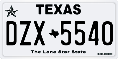 TX license plate DZX5540