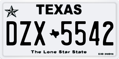 TX license plate DZX5542