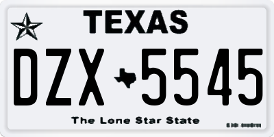 TX license plate DZX5545