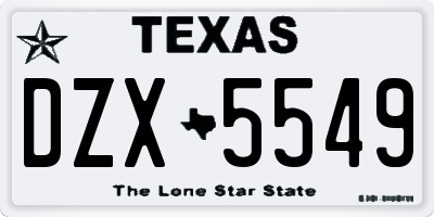 TX license plate DZX5549