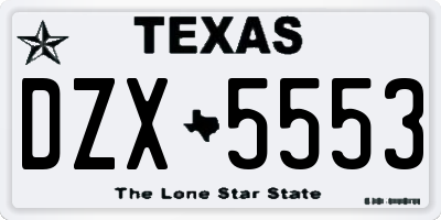 TX license plate DZX5553