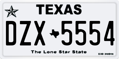 TX license plate DZX5554