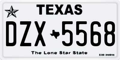 TX license plate DZX5568