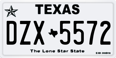 TX license plate DZX5572