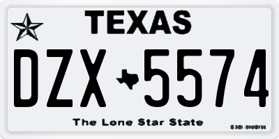 TX license plate DZX5574