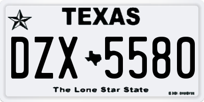 TX license plate DZX5580