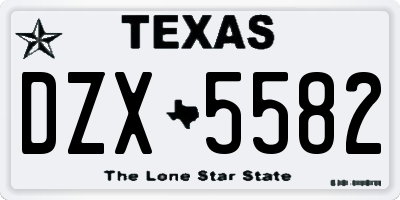 TX license plate DZX5582