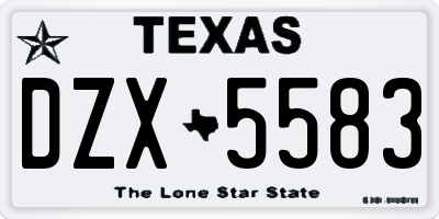 TX license plate DZX5583