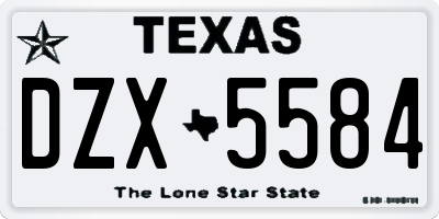 TX license plate DZX5584