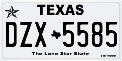 TX license plate DZX5585