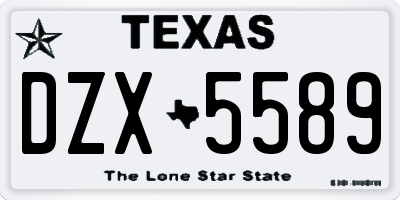 TX license plate DZX5589