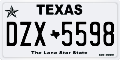 TX license plate DZX5598