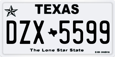 TX license plate DZX5599