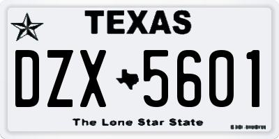 TX license plate DZX5601