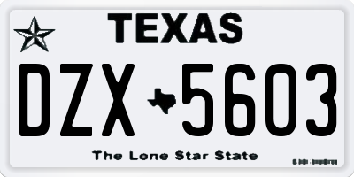 TX license plate DZX5603