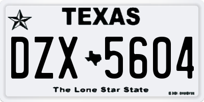 TX license plate DZX5604