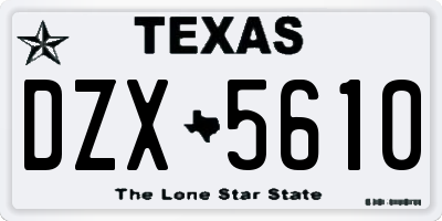 TX license plate DZX5610