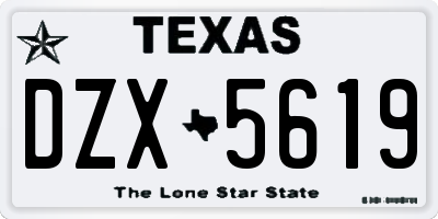 TX license plate DZX5619