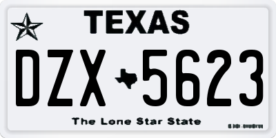 TX license plate DZX5623