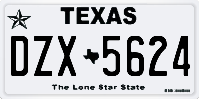 TX license plate DZX5624