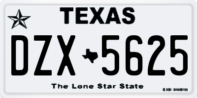TX license plate DZX5625